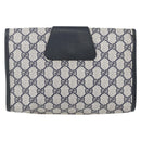 GUCCI GG Supreme Sherry Line Clutch Bag PVC Navy Gold 156 01 030 Auth BA7467-2