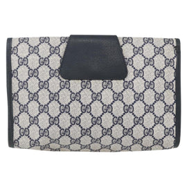 GUCCI GG Supreme Sherry Line Clutch Bag PVC Navy Gold 156 01 030 Auth BA7467 - 0