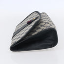 GUCCI GG Supreme Sherry Line Clutch Bag PVC Navy Gold 156 01 030 Auth BA7467-3