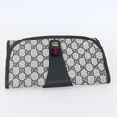 GUCCI GG Supreme Sherry Line Clutch Bag PVC Navy Gold 156 01 030 Auth BA7467-5