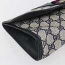 GUCCI GG Supreme Sherry Line Clutch Bag PVC Navy Gold 156 01 030 Auth BA7467-14