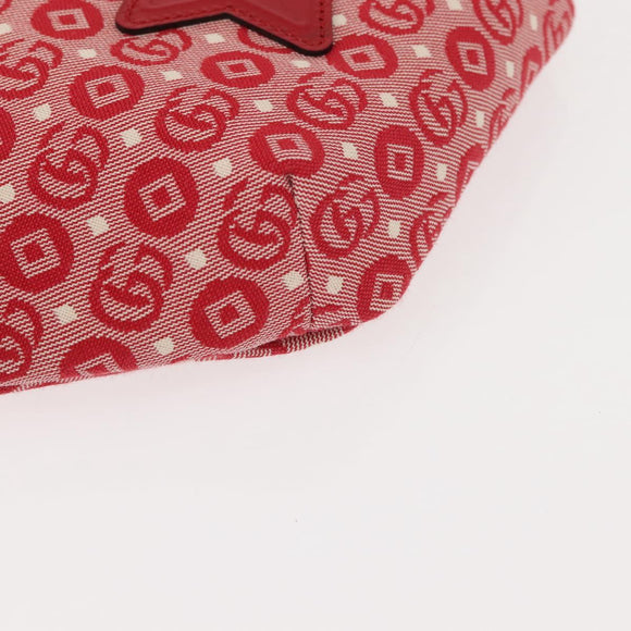 GUCCI Sherry Line Body Bag Canvas Leather Red Silver 502095 Auth BA7468