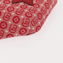 GUCCI Sherry Line Body Bag Canvas Leather Red Silver 502095 Auth BA7468-15