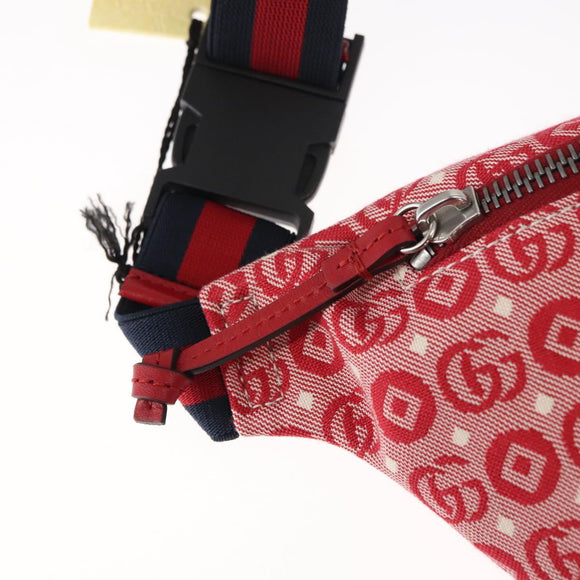 GUCCI Sherry Line Body Bag Canvas Leather Red Silver 502095 Auth BA7468