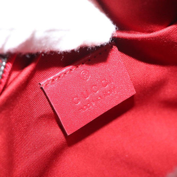 GUCCI Sherry Line Body Bag Canvas Leather Red Silver 502095 Auth BA7468