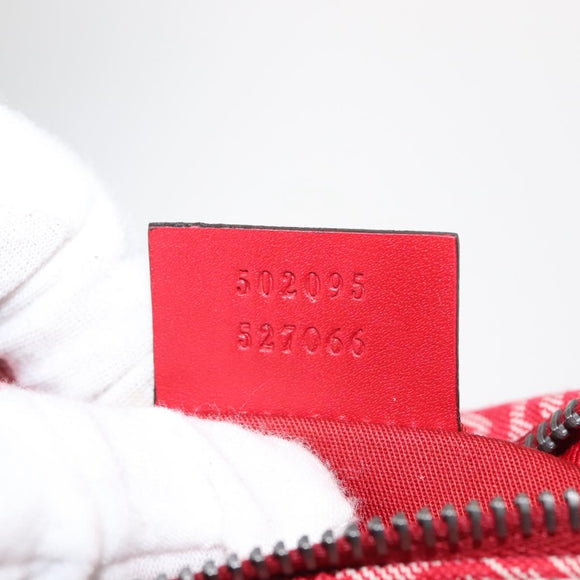 GUCCI Sherry Line Body Bag Canvas Leather Red Silver 502095 Auth BA7468