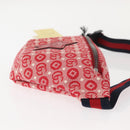GUCCI Sherry Line Body Bag Canvas Leather Red Silver 502095 Auth BA7468-3