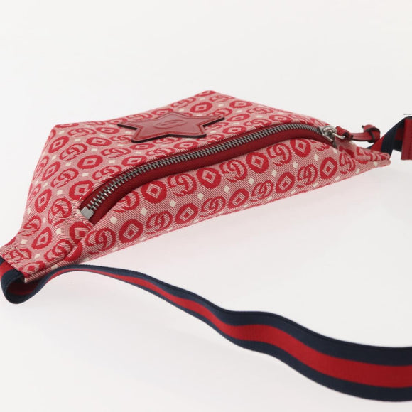 GUCCI Sherry Line Body Bag Canvas Leather Red Silver 502095 Auth BA7468