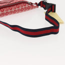 GUCCI Sherry Line Body Bag Canvas Leather Red Silver 502095 Auth BA7468-7