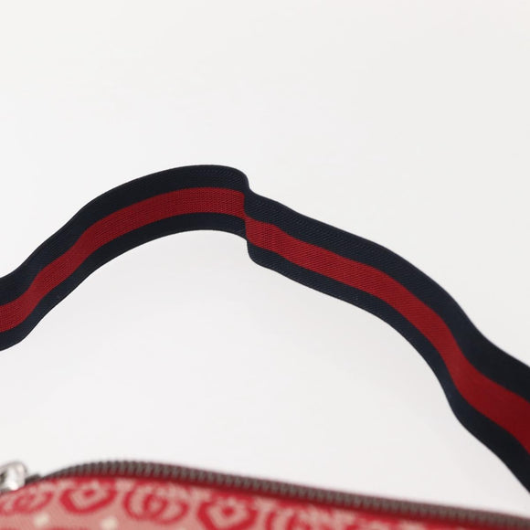 GUCCI Sherry Line Body Bag Canvas Leather Red Silver 502095 Auth BA7468