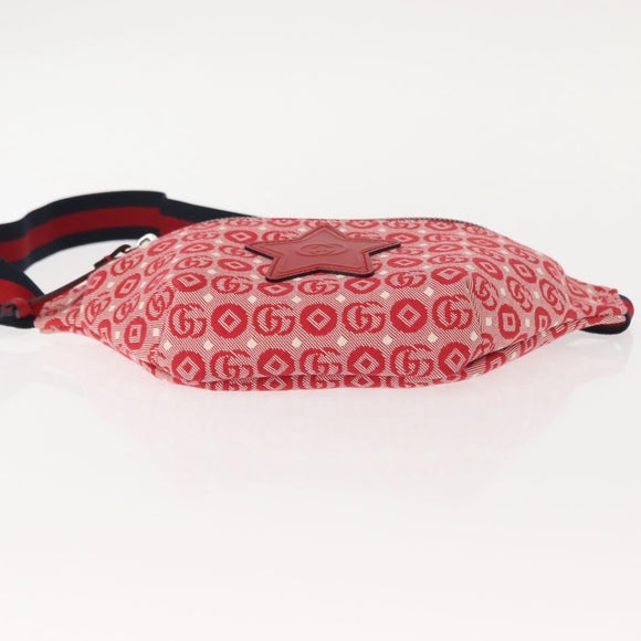 GUCCI Sherry Line Body Bag Canvas Leather Red Silver 502095 Auth BA7468