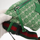 GUCCI Body Bag Canvas Leather Green Silver 502095 Auth BA7469-18