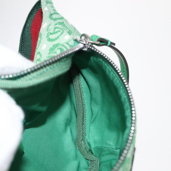 GUCCI Body Bag Canvas Leather Green Silver 502095 Auth BA7469