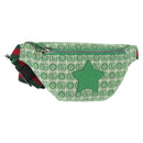 GUCCI Body Bag Canvas Leather Green Silver 502095 Auth BA7469-1