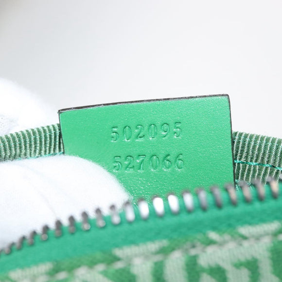 GUCCI Body Bag Canvas Leather Green Silver 502095 Auth BA7469