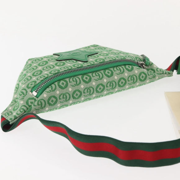 GUCCI Body Bag Canvas Leather Green Silver 502095 Auth BA7469