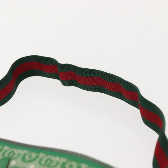 GUCCI Body Bag Canvas Leather Green Silver 502095 Auth BA7469