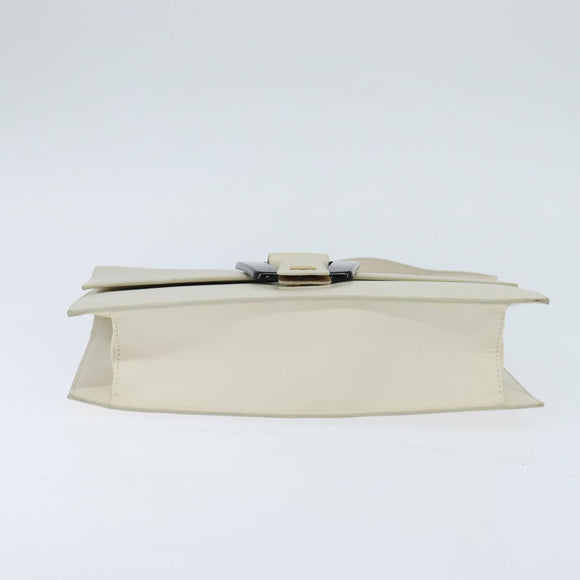 GUCCI Shoulder Bag Leather White Gold Auth BA7470