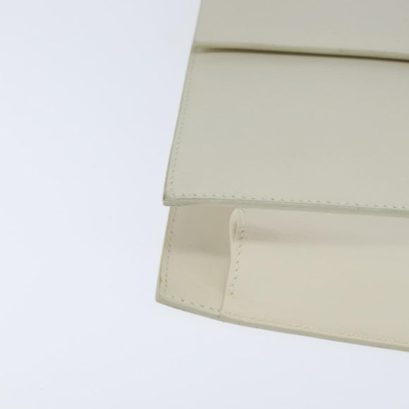 GUCCI Shoulder Bag Leather White Gold Auth BA7470