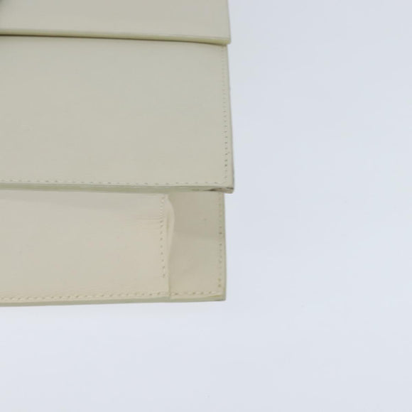 GUCCI Shoulder Bag Leather White Gold Auth BA7470