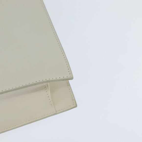 GUCCI Shoulder Bag Leather White Gold Auth BA7470