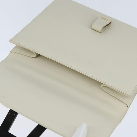 GUCCI Shoulder Bag Leather White Gold Auth BA7470