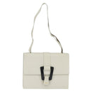 GUCCI Shoulder Bag Leather White Gold Auth BA7470-2