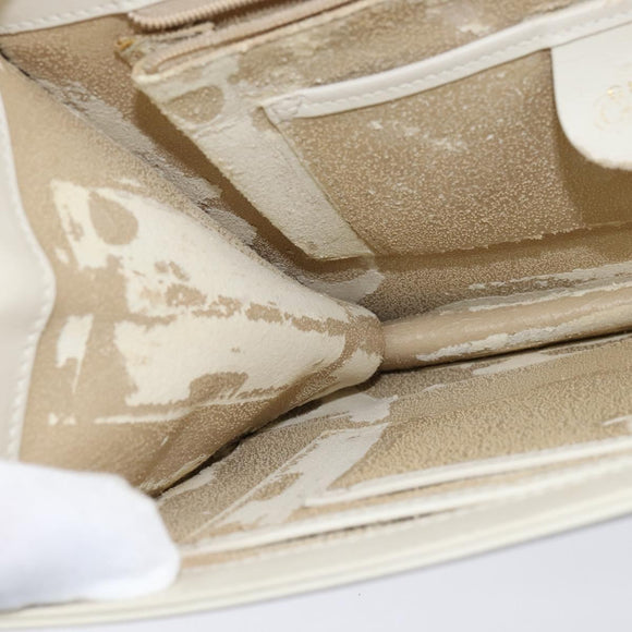 GUCCI Shoulder Bag Leather White Gold Auth BA7470