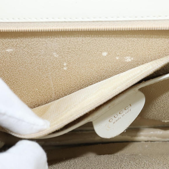 GUCCI Shoulder Bag Leather White Gold Auth BA7470