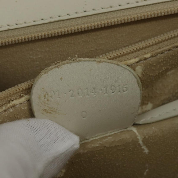 GUCCI Shoulder Bag Leather White Gold Auth BA7470