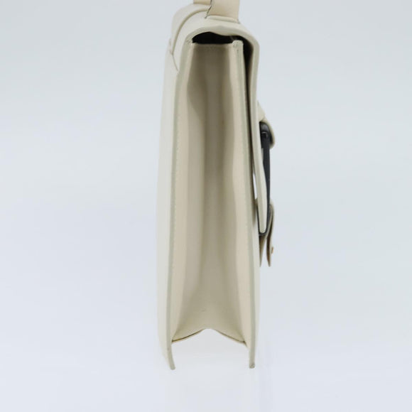 GUCCI Shoulder Bag Leather White Gold Auth BA7470