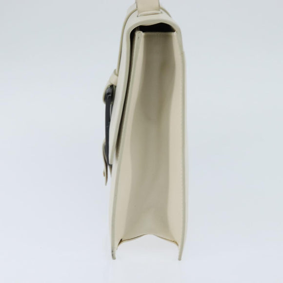 GUCCI Shoulder Bag Leather White Gold Auth BA7470