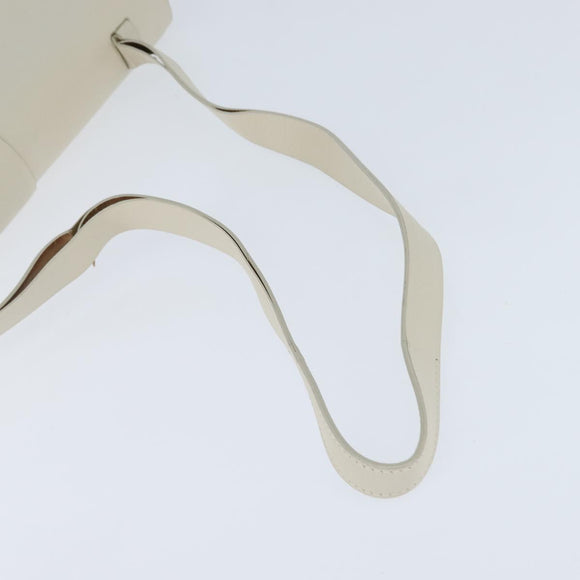 GUCCI Shoulder Bag Leather White Gold Auth BA7470