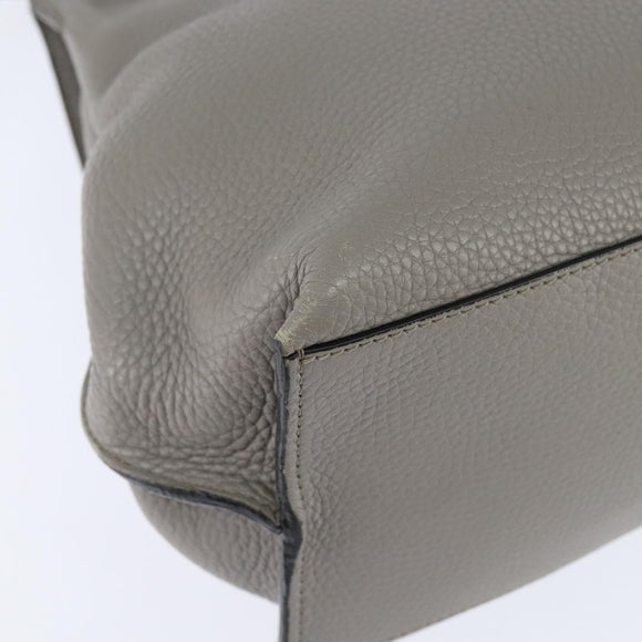 GUCCI Bamboo Hand Bag Leather 2way Gray Silver 392013 Auth BA7471