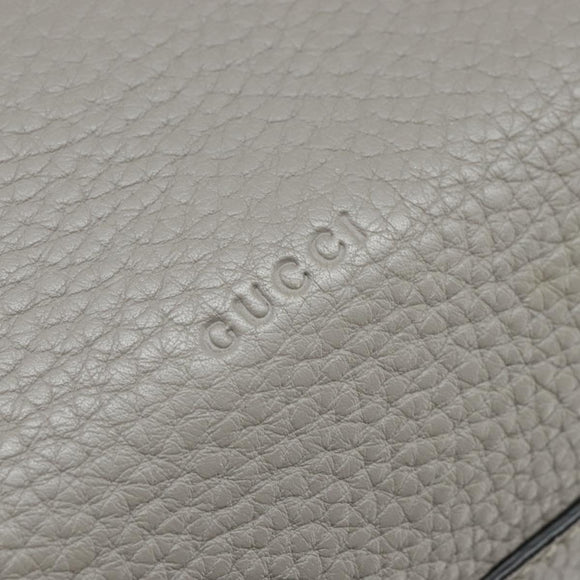 GUCCI Bamboo Hand Bag Leather 2way Gray Silver 392013 Auth BA7471