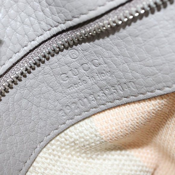 GUCCI Bamboo Hand Bag Leather 2way Gray Silver 392013 Auth BA7471