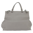 GUCCI Bamboo Hand Bag Leather 2way Gray Silver 392013 Auth BA7471-2