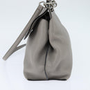 GUCCI Bamboo Hand Bag Leather 2way Gray Silver 392013 Auth BA7471-3