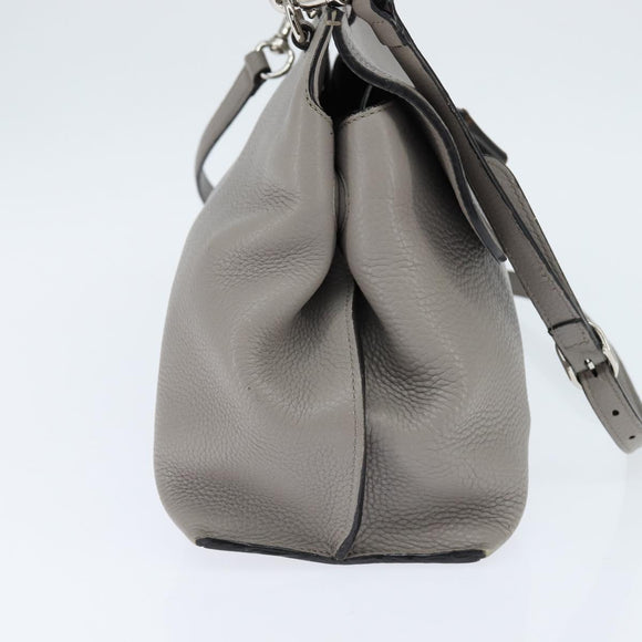 GUCCI Bamboo Hand Bag Leather 2way Gray Silver 392013 Auth BA7471