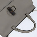 GUCCI Bamboo Hand Bag Leather 2way Gray Silver 392013 Auth BA7471-6