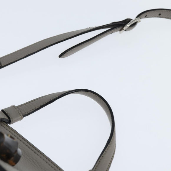 GUCCI Bamboo Hand Bag Leather 2way Gray Silver 392013 Auth BA7471