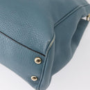 GUCCI Bamboo Hand Bag Leather 2way Blue Silver 336032 Auth BA7472-17