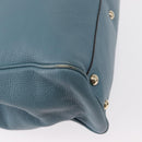 GUCCI Bamboo Hand Bag Leather 2way Blue Silver 336032 Auth BA7472-18