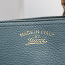 GUCCI Bamboo Hand Bag Leather 2way Blue Silver 336032 Auth BA7472-19