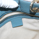 GUCCI Bamboo Hand Bag Leather 2way Blue Silver 336032 Auth BA7472-20