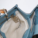 GUCCI Bamboo Hand Bag Leather 2way Blue Silver 336032 Auth BA7472-21