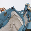 GUCCI Bamboo Hand Bag Leather 2way Blue Silver 336032 Auth BA7472-24