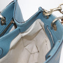 GUCCI Bamboo Hand Bag Leather 2way Blue Silver 336032 Auth BA7472-25