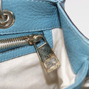 GUCCI Bamboo Hand Bag Leather 2way Blue Silver 336032 Auth BA7472-26