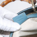 GUCCI Bamboo Hand Bag Leather 2way Blue Silver 336032 Auth BA7472-11